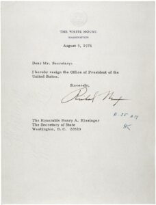 Watergate Scandal- Nixon's Resignation Letter